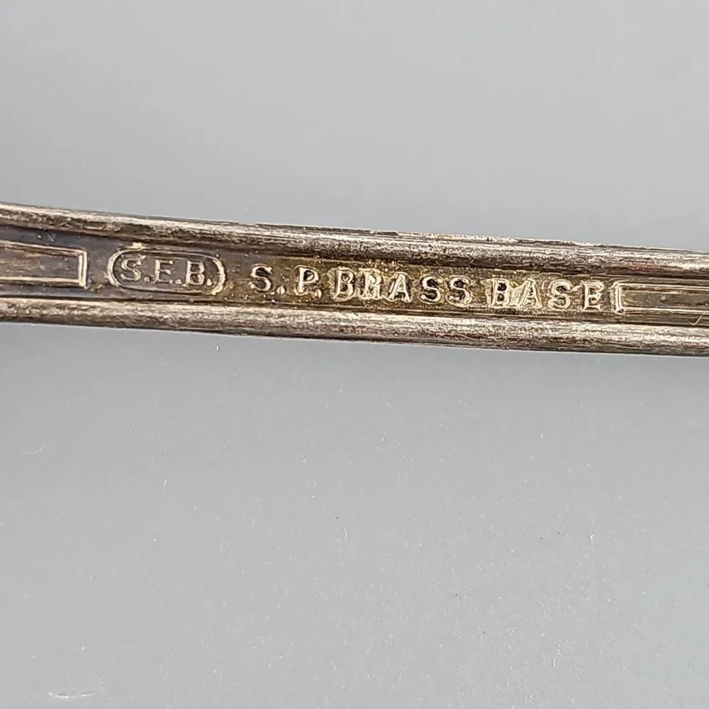 S.E.B. Samuel E. Bernstein Silver Plate Ice Tea Spoons Copper Core Set 4